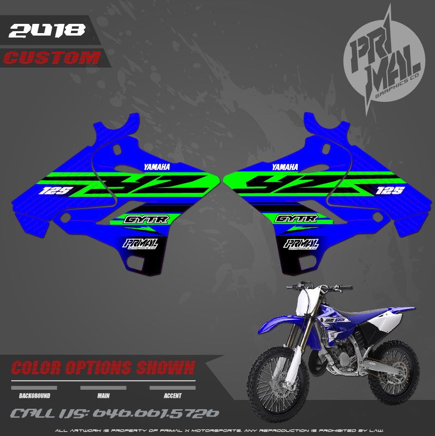 2019 YAMAHA YZ125 MOTOCROSS GRAPHICS ATV MX GRAPHICS PRIMAL X MOTORSPORTS BIKELIFE GREEN